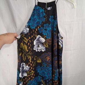 Everly Womens Mini Dress Size‎ Large Sleeveless High Neck Floral Multicolor